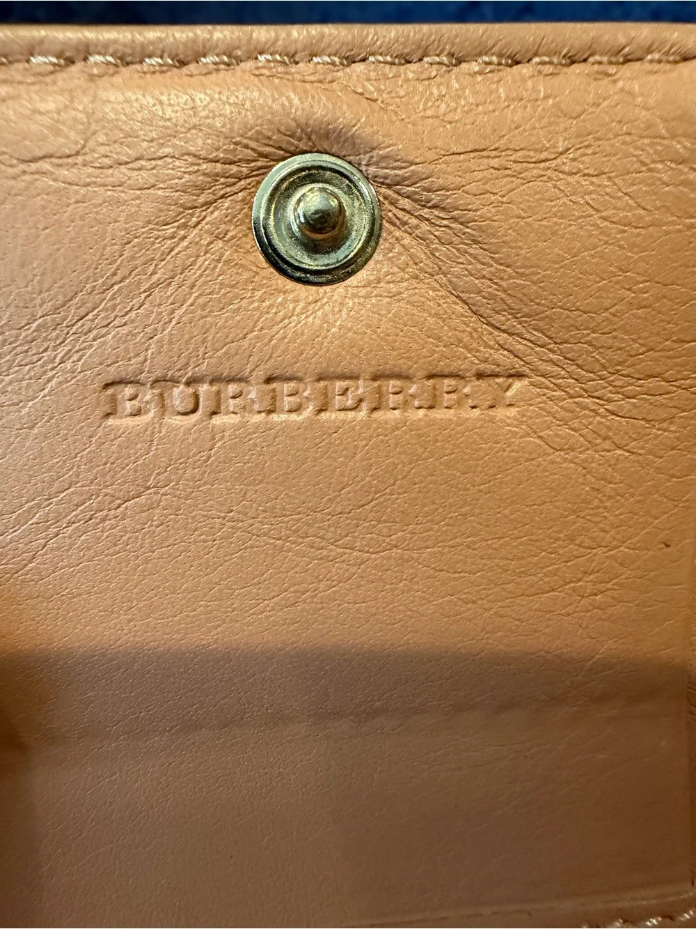 Burberry Peach Leather Card Holder with Gold Logo